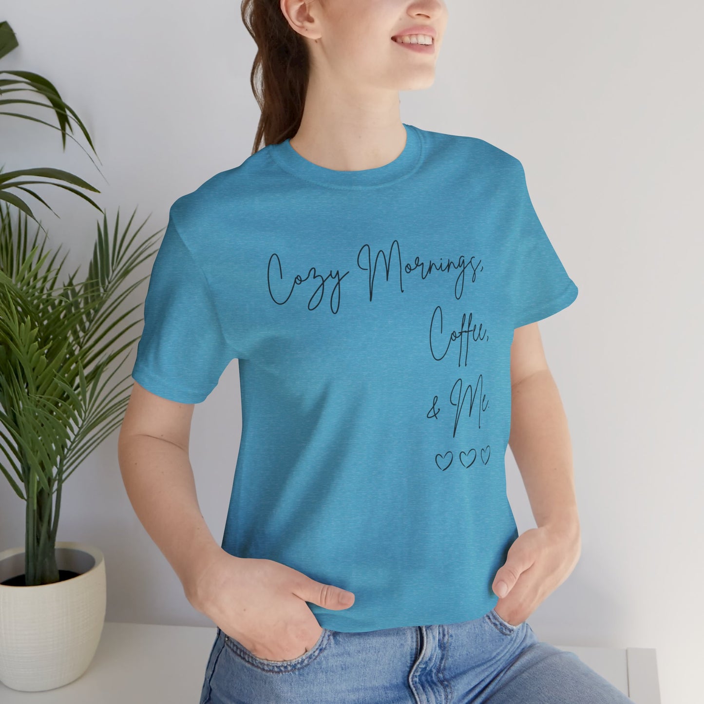 Cozy mornings, Coffee, & Me Unisex Jersey Short Sleeve Tee